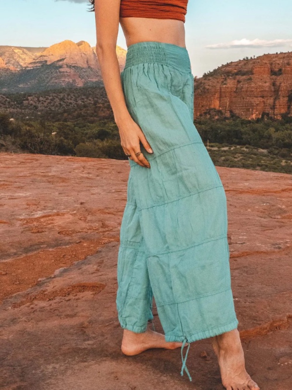 Cotton Flower 100% Cotton Mint Drawstring Pants